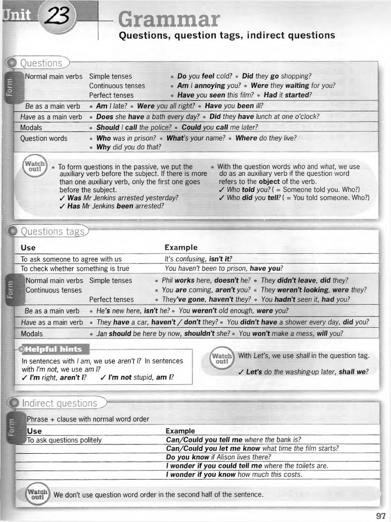 B1 Grammar: Questions and Tags | PDF | Grammar | Language Mechanics