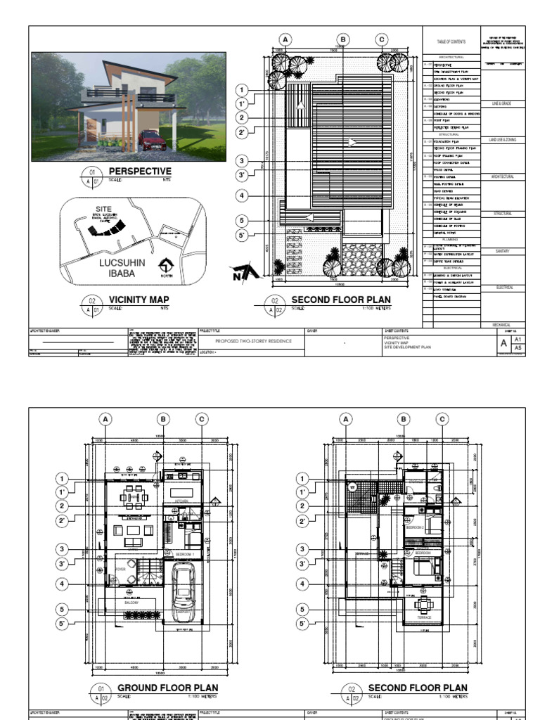 Two-Storey Residential House Plans | PDF | Window | Door