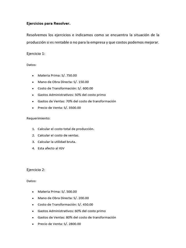 Ejercicios para Resolver | PDF