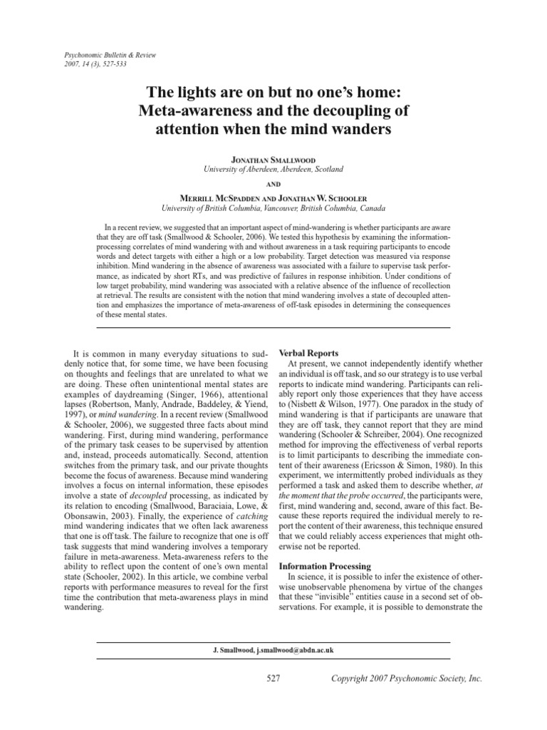2007smallwoodmeta-awareness-pdf-mind-wandering-mind