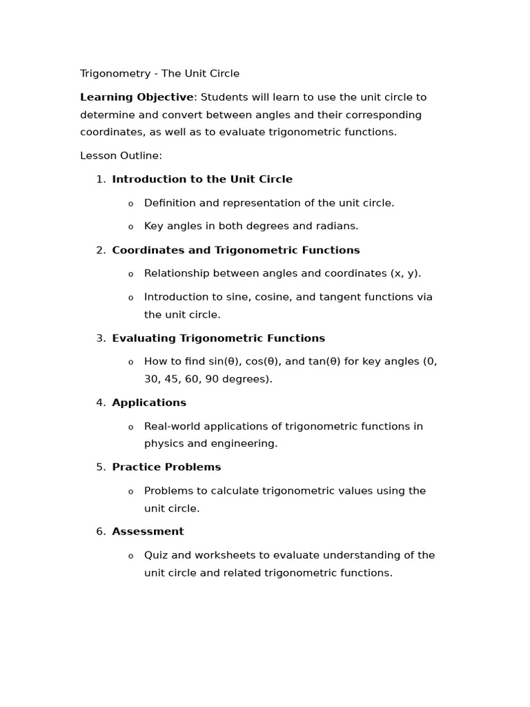 Mastering The Unit Circle In Trigonometry Pdf