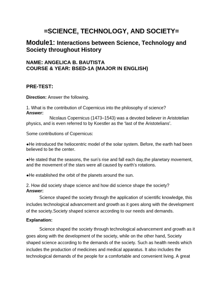 Science, Technology, and Society Dynamics | PDF | Science | Heliocentrism