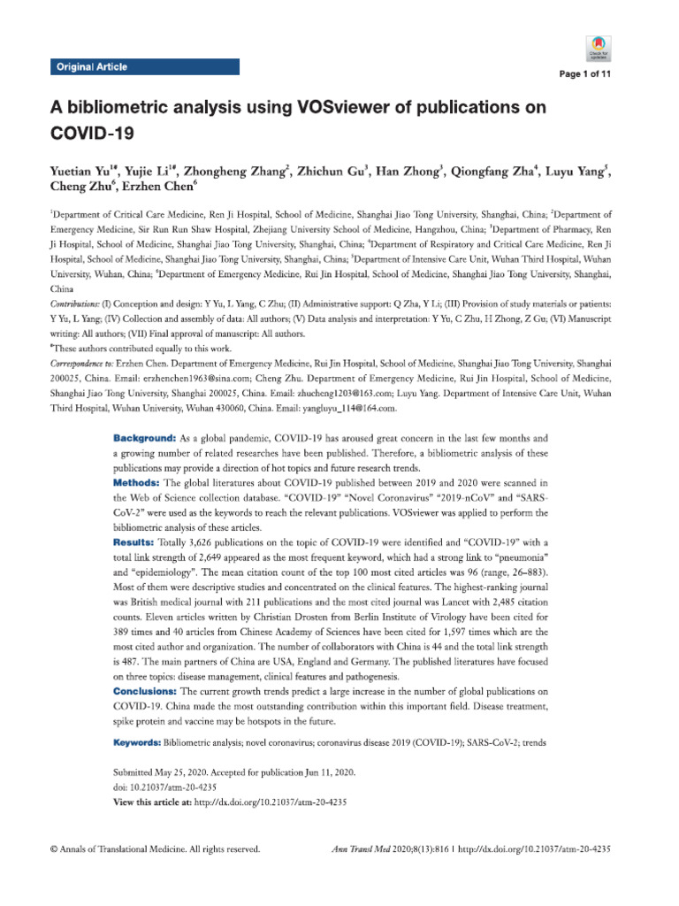 Covid 19 - Bibliometric Analysis VOSViewer | PDF