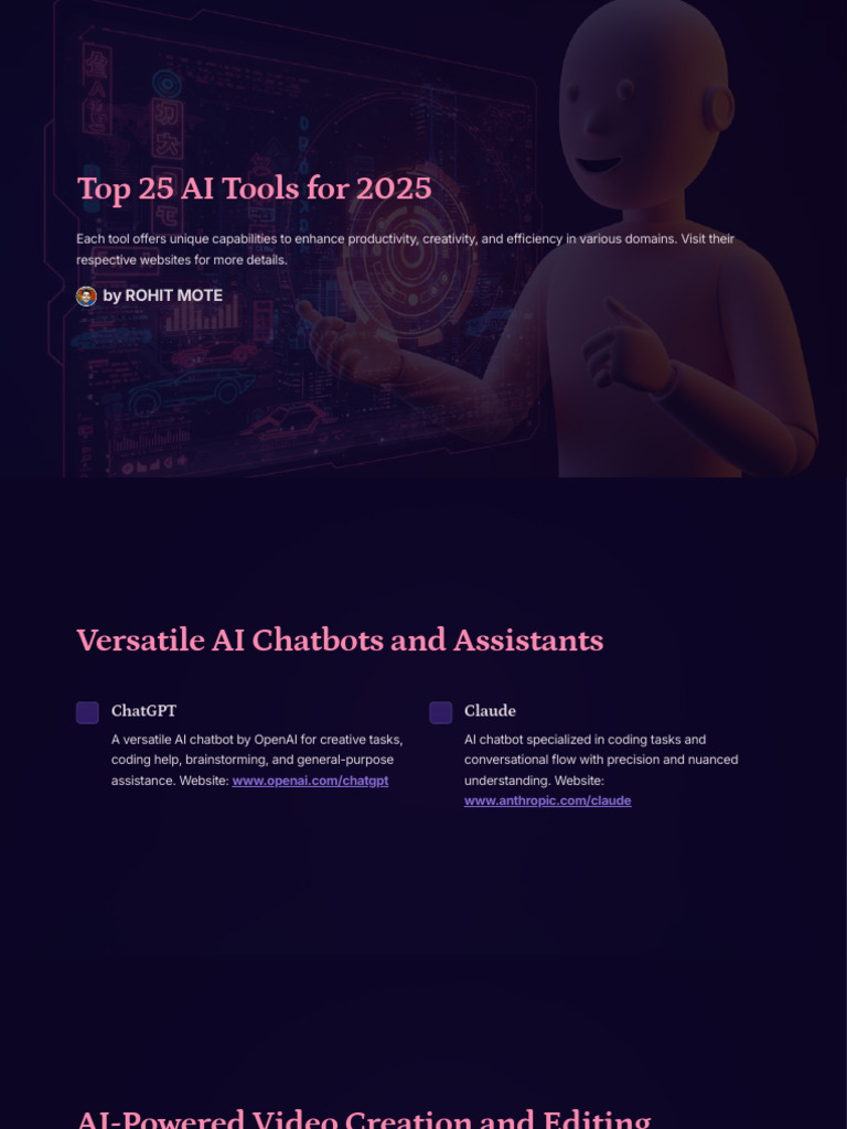 Top AI Tools for 2025 Overview | PDF | Artificial Intelligence ...