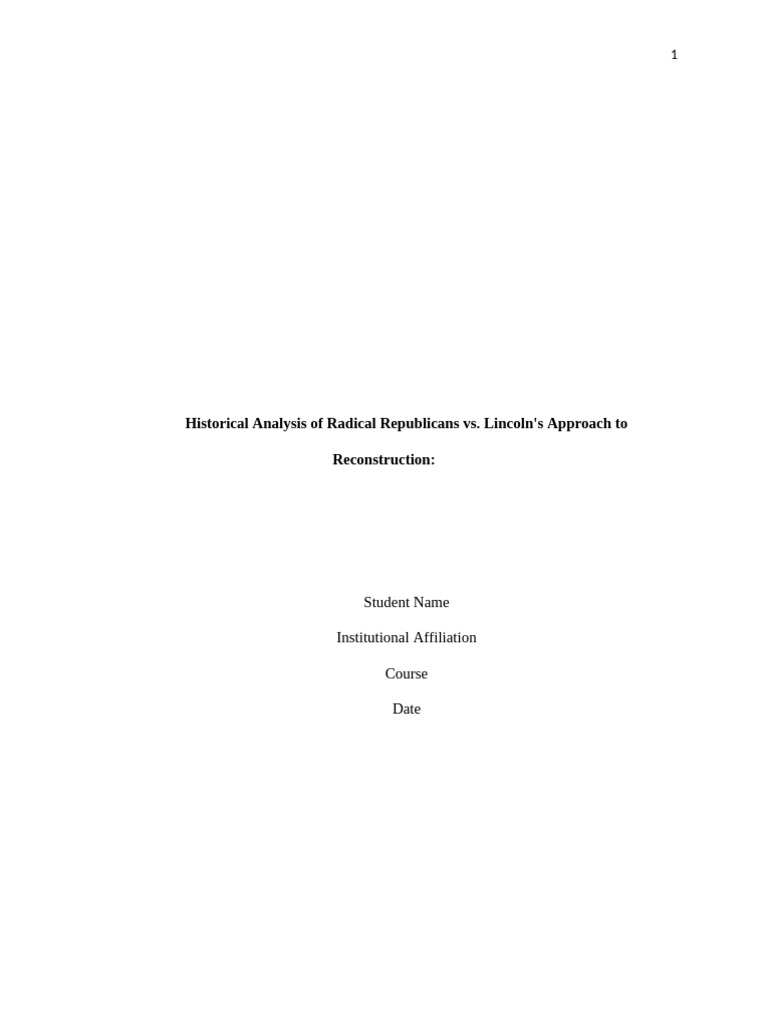 Radical Republicans vs. Lincoln on Reconstruction | PDF ...