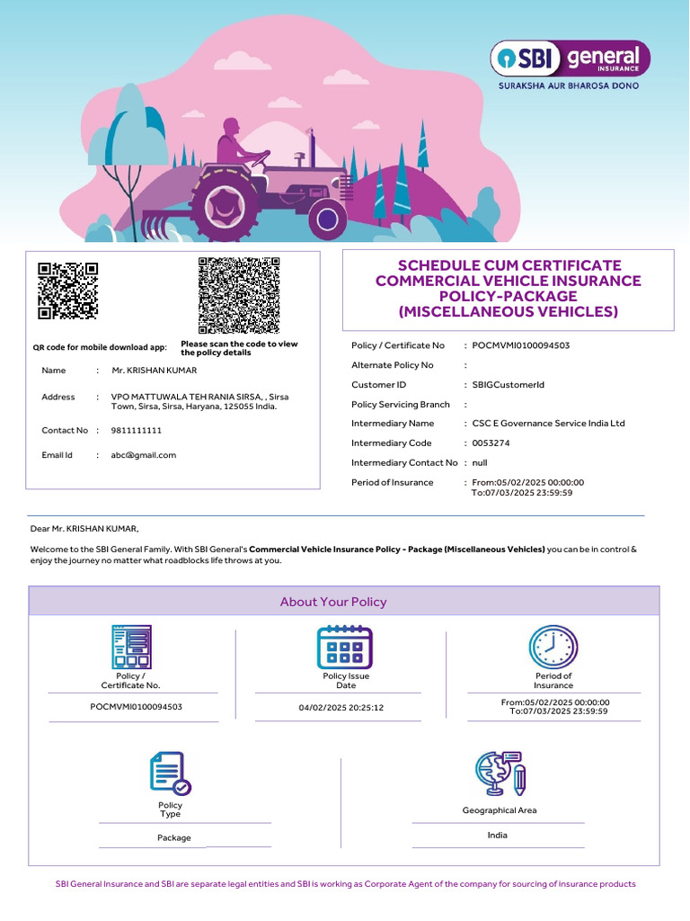 Policy POCMVMI0100094503 | PDF | Insurance | Deductible