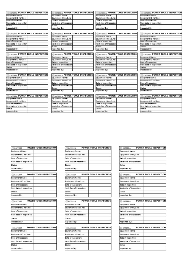 Power Tools Inspection Checklist | PDF