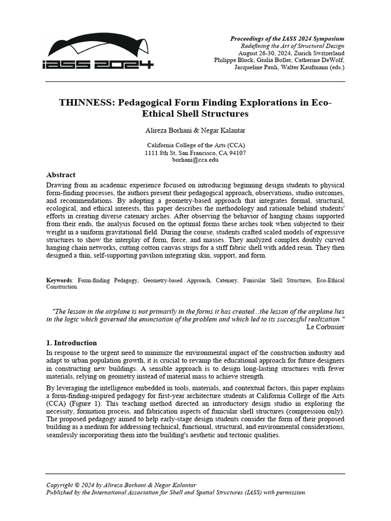 IASS - 2024 - THINNESS Pedagogical Form Finding Explorations in Eco ...