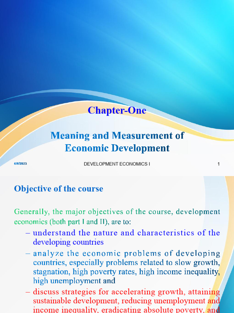 Chapter 1 Dev't Economics | PDF | Economic Growth | Gross Domestic Product