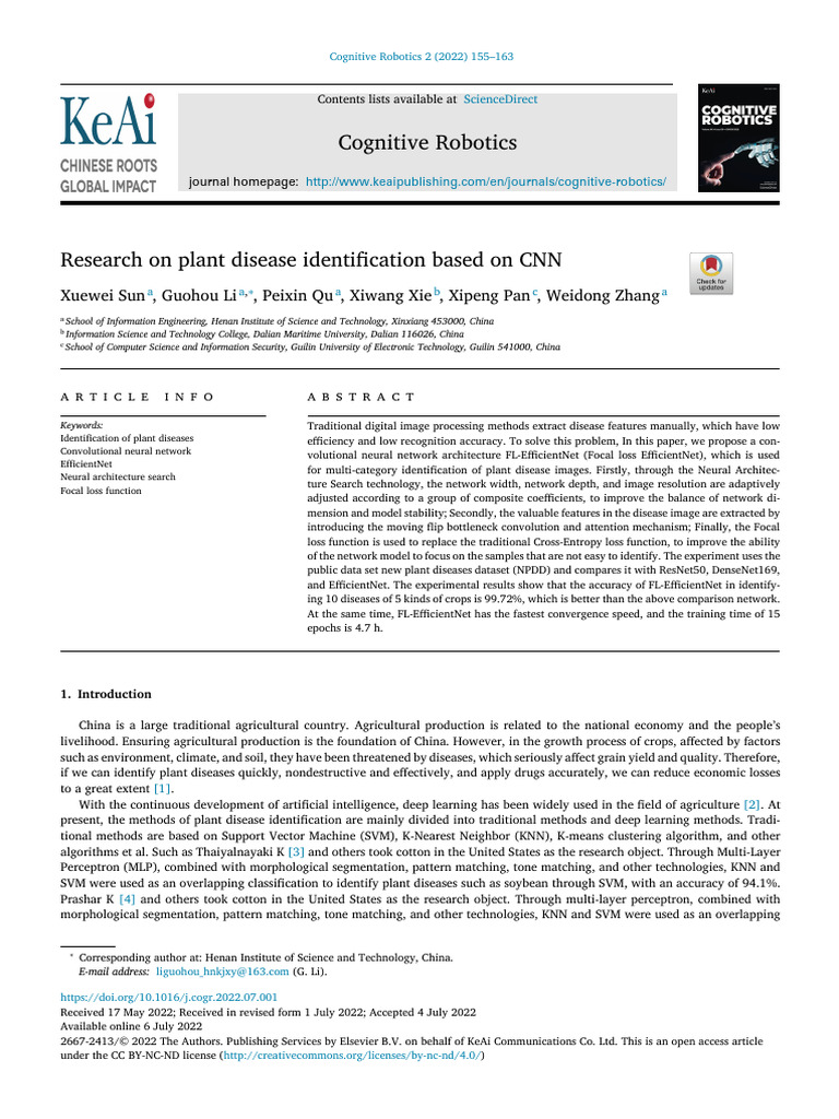 Research On Plant Disease Identification Based On CNN | PDF ...
