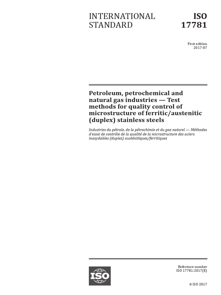 Iso 17781 2017 en PDF | PDF | Stainless Steel | Steel