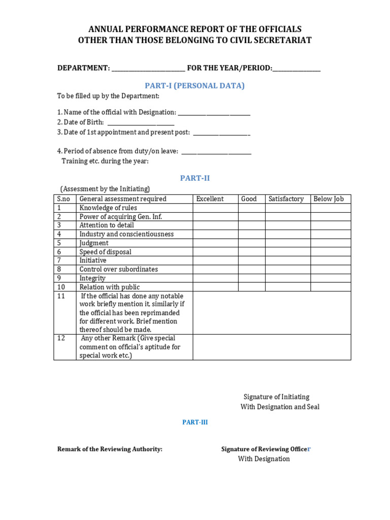 Annual Performance Report Template | PDF