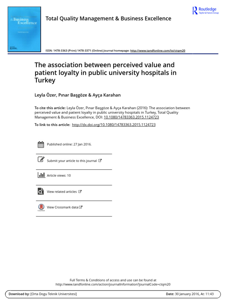 Patient Loyalty and Perceived Value in Turkey | PDF
