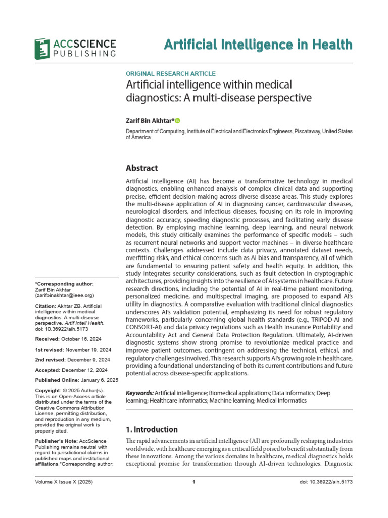 AI in Medical Diagnostics: Multi-Disease Insights | PDF | Artificial ...