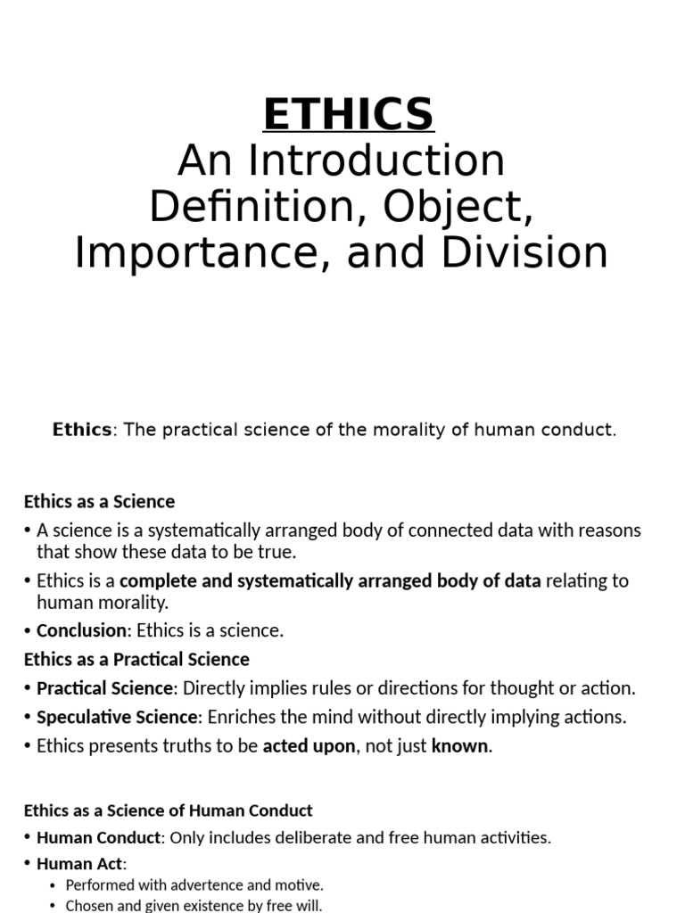 Introduction to Ethics: Science of Morality | PDF