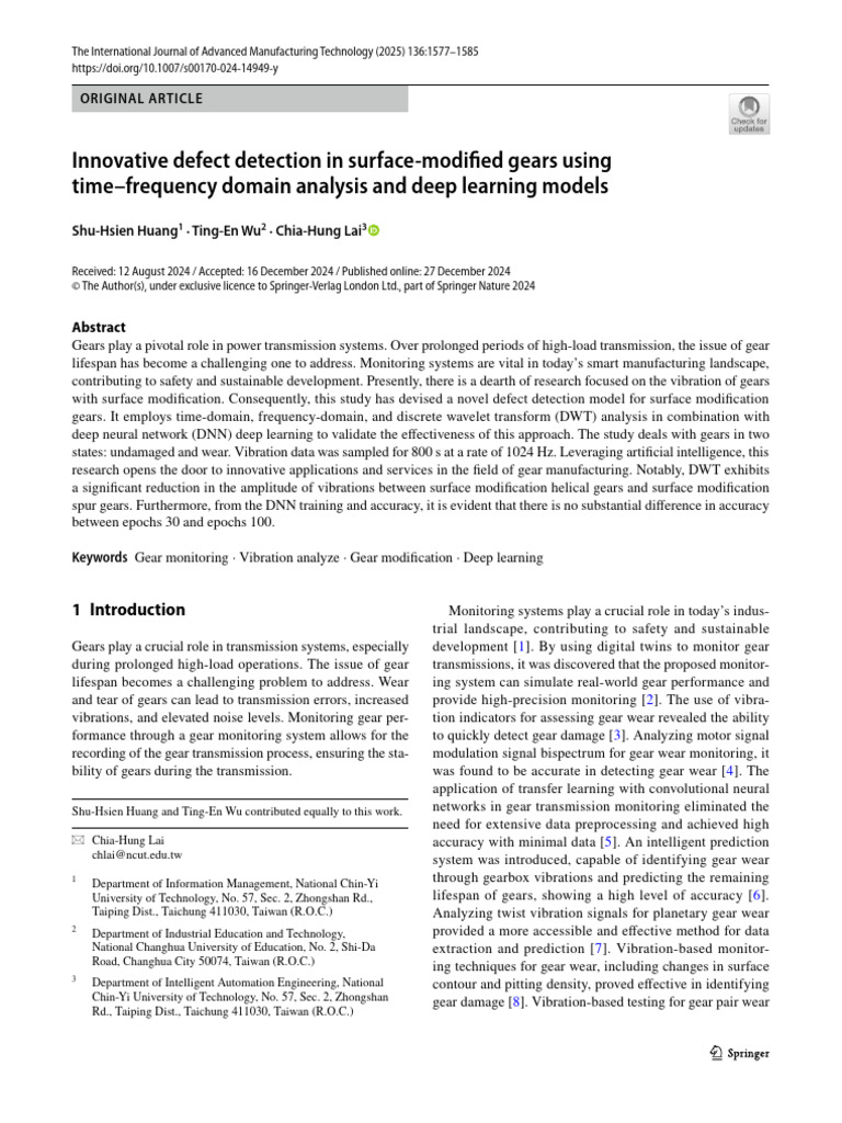Gear Defect Detection via Deep Learning | PDF | Wavelet | Deep Learning
