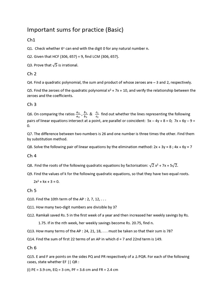 Essential Math Practice Problems | PDF | Area | Quadratic Equation
