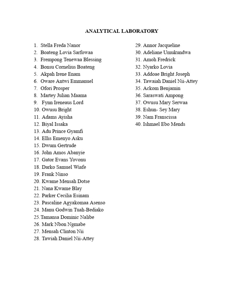 Laboratory Participants List | PDF