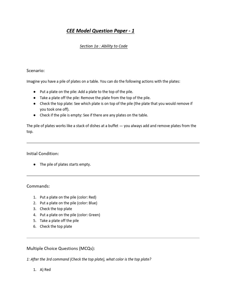 CEE Model Question Paper - Coding & Reasoning | PDF | Electric Vehicle ...
