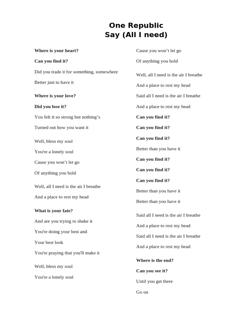 One Republic - Embedded Questions | PDF
