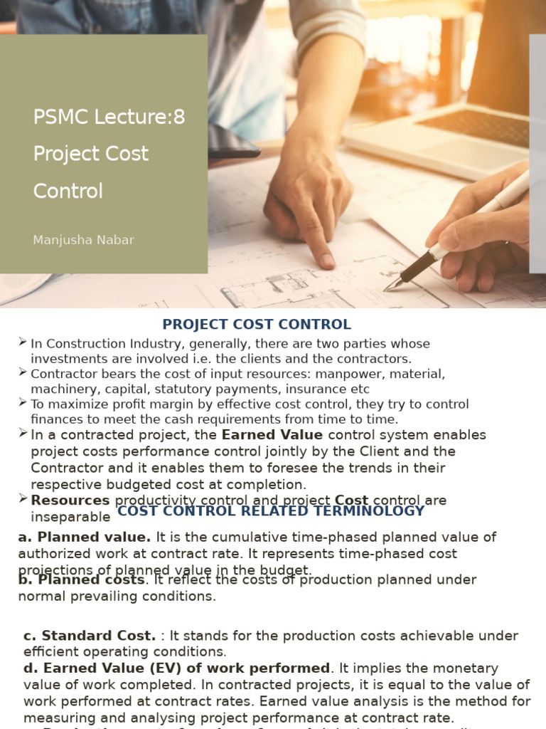 LECTURE - 9 - Project Cost Control | PDF | Economies | Business