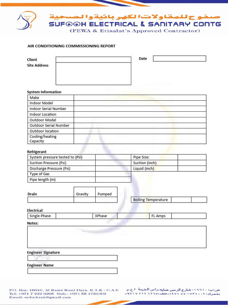 Air Conditioning Commissioning Report | PDF