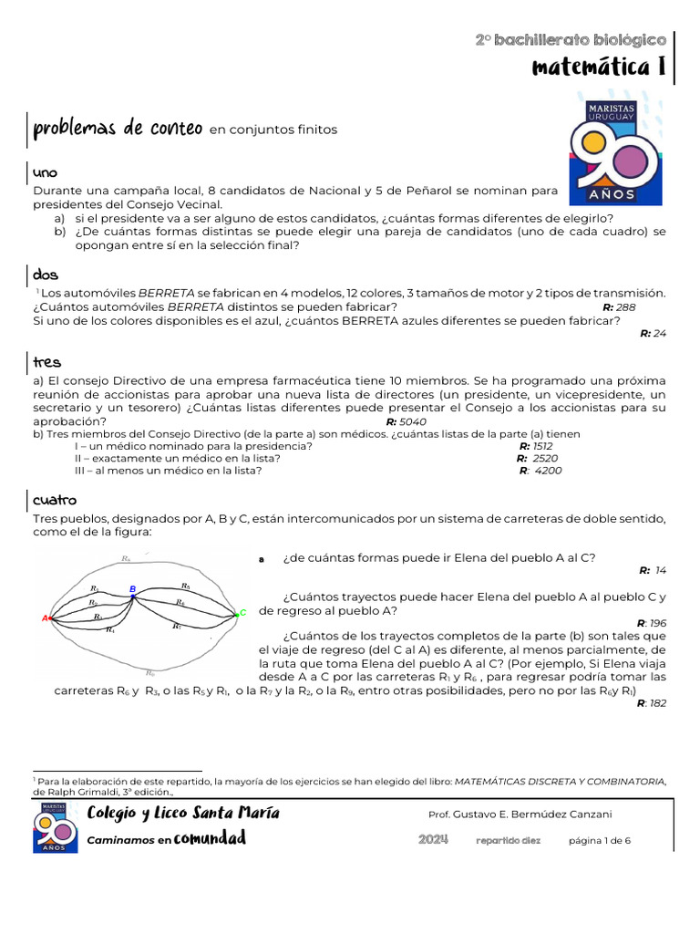 Ejercicios de Combinatoria y Permutaciones | PDF | Hamburguesas