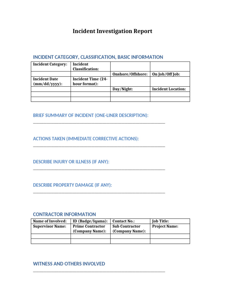 Incident Investigation Report With 5 Whys and Action Plan | PDF