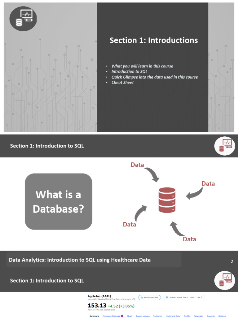 SQL Basics for Healthcare Data Analysis | PDF