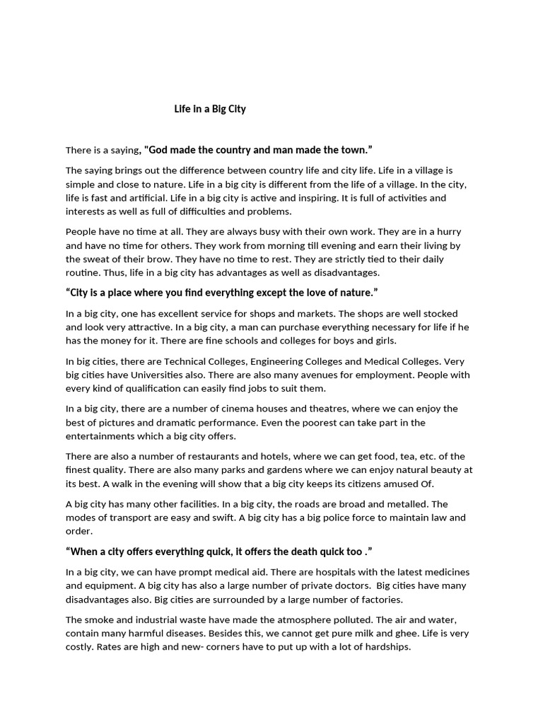 Life In A Big City Pdf
