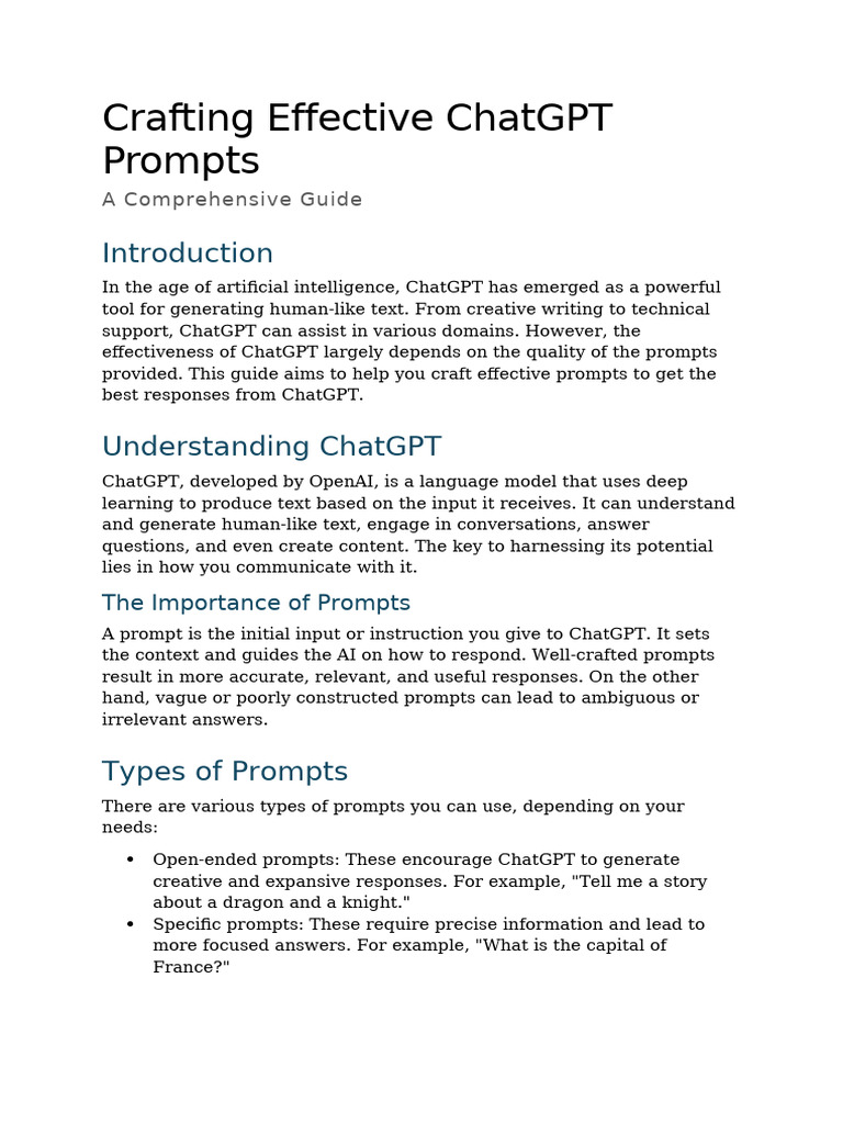 Effective ChatGPT Prompt Crafting Guide | PDF | Cognitive Science ...