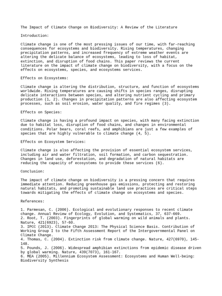 Climate Change's Effects on Biodiversity | PDF | Climate Change | Ecosystem
