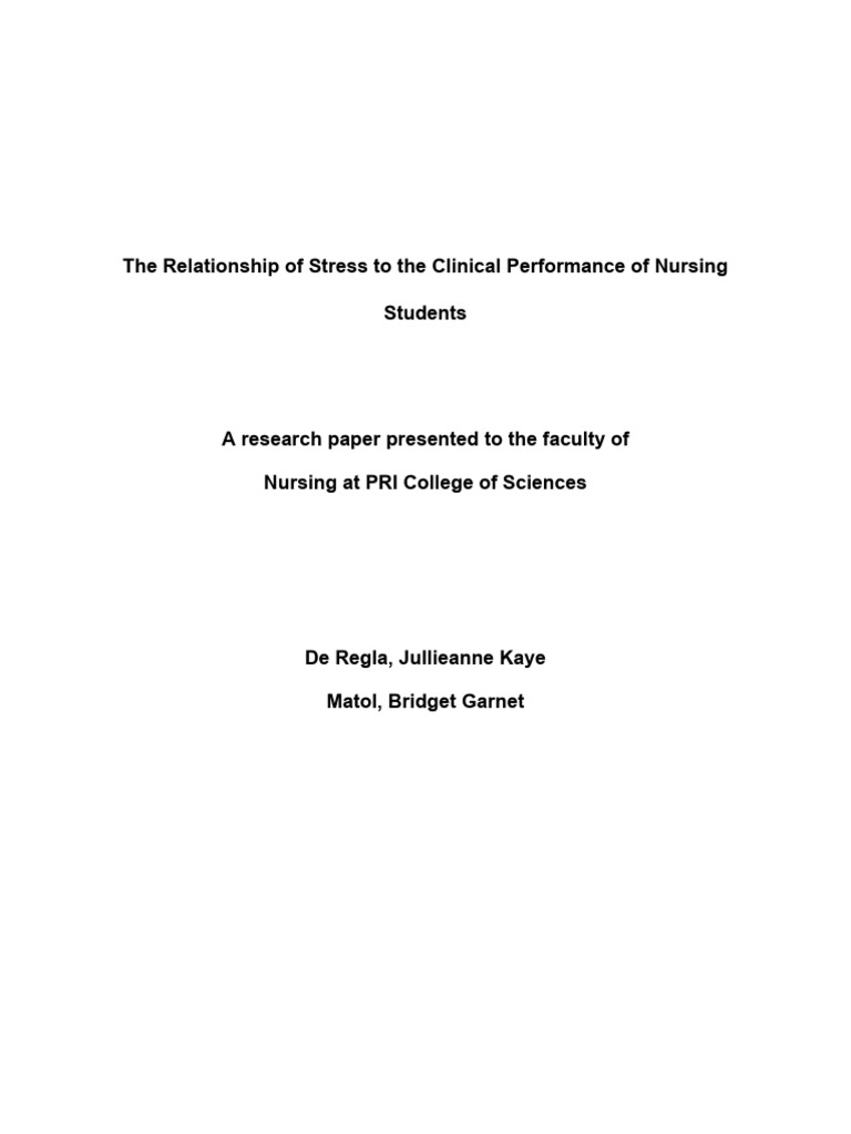 Stress Impact on Nursing Students' Clinical Performance | PDF | Stress ...