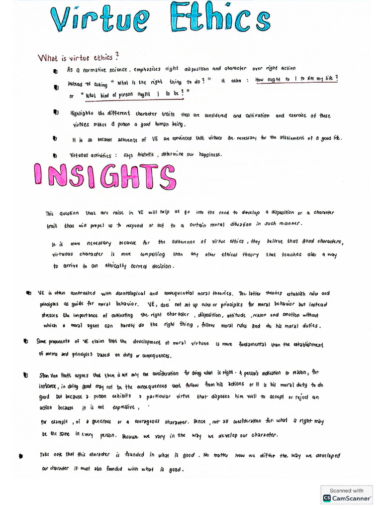 Virtue Ethics Notes | PDF