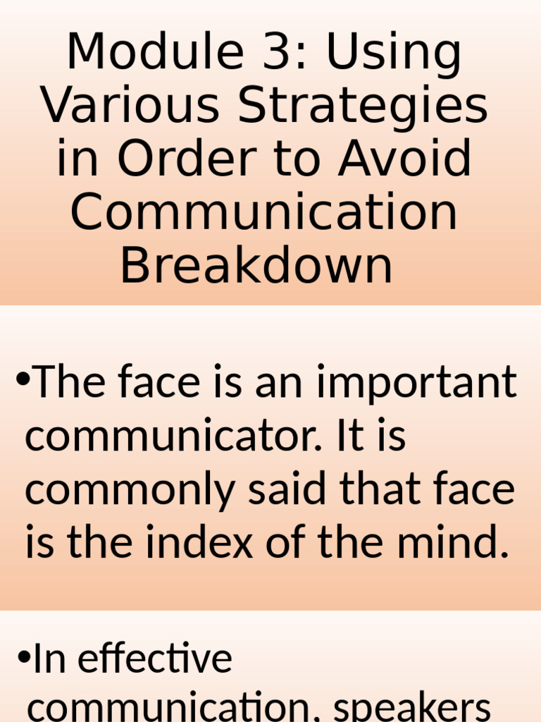 Strategies to Prevent Communication Breakdown | PDF | Nonverbal ...