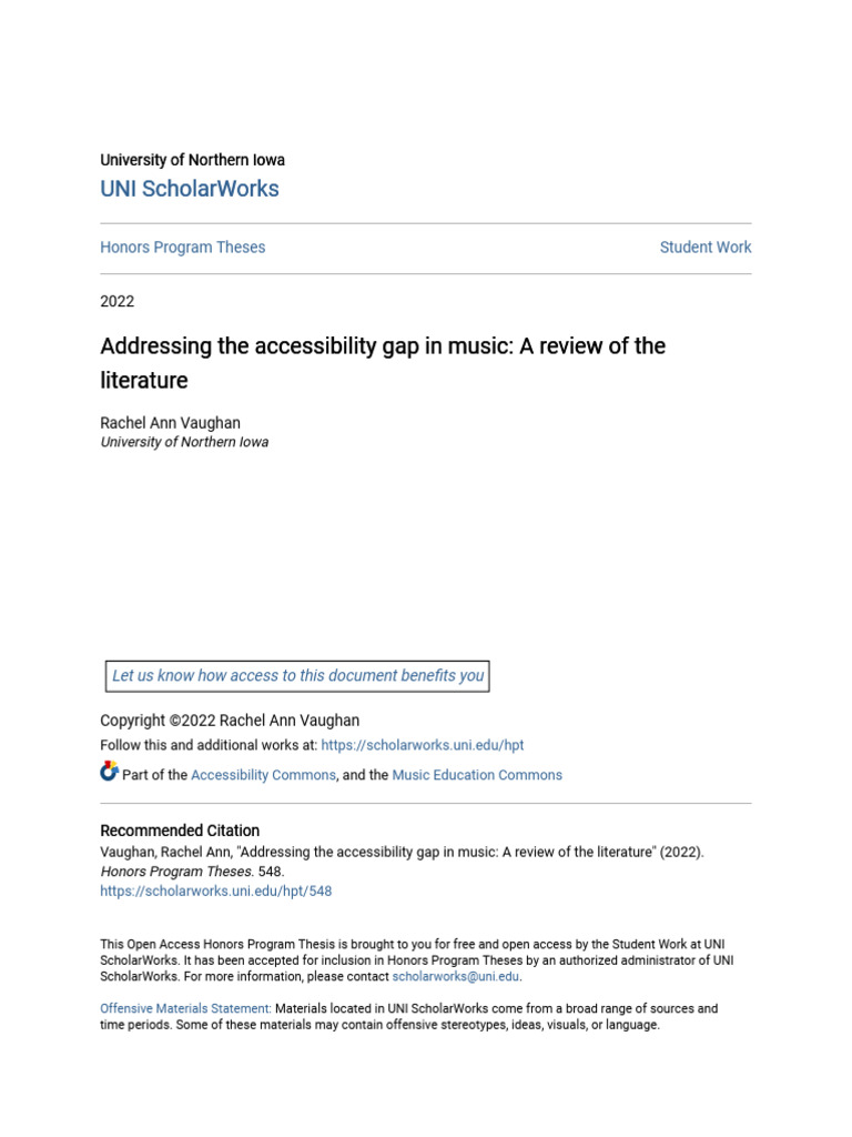 Addressing The Accessibility Gap in Music - A Review of The Litera ...