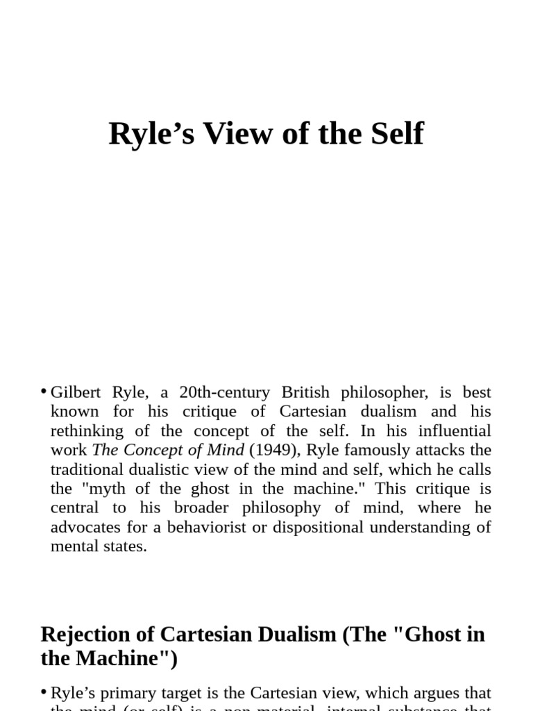Ryles View of The Self | PDF | Cognition | Metaphysics