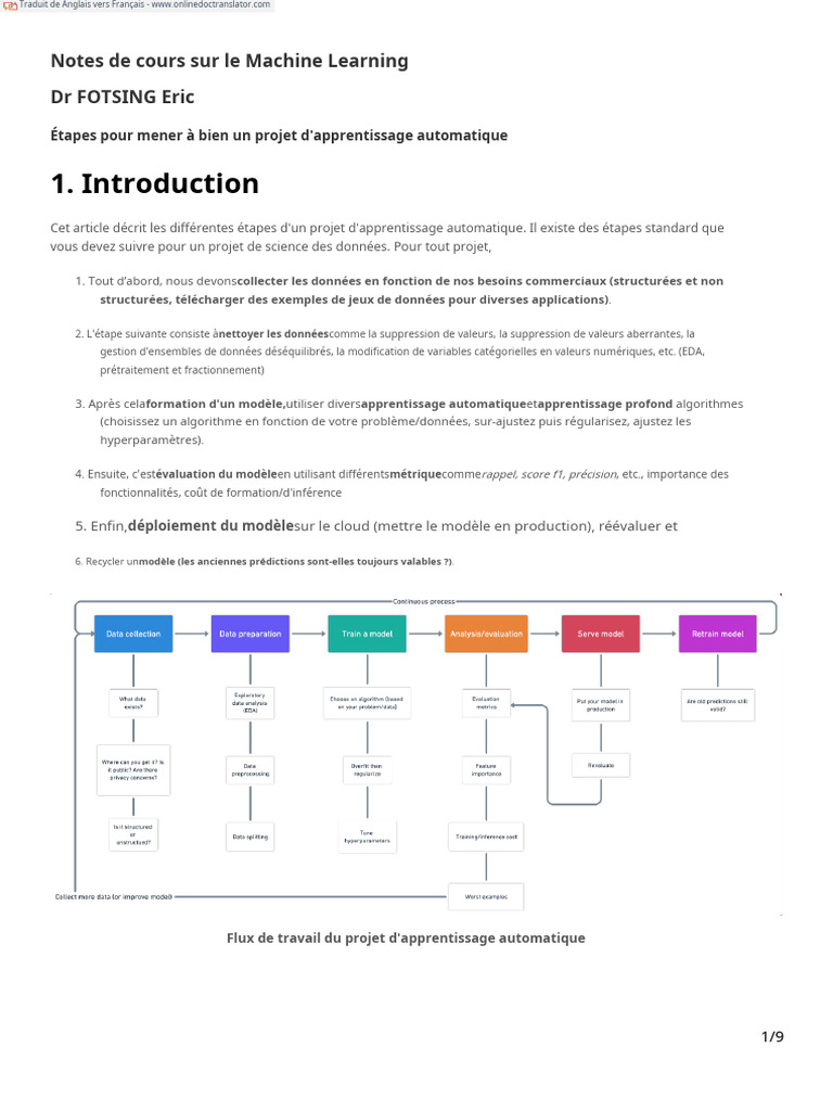 Étapes clés d'un projet de Machine Learning | PDF | Apprentissage ...