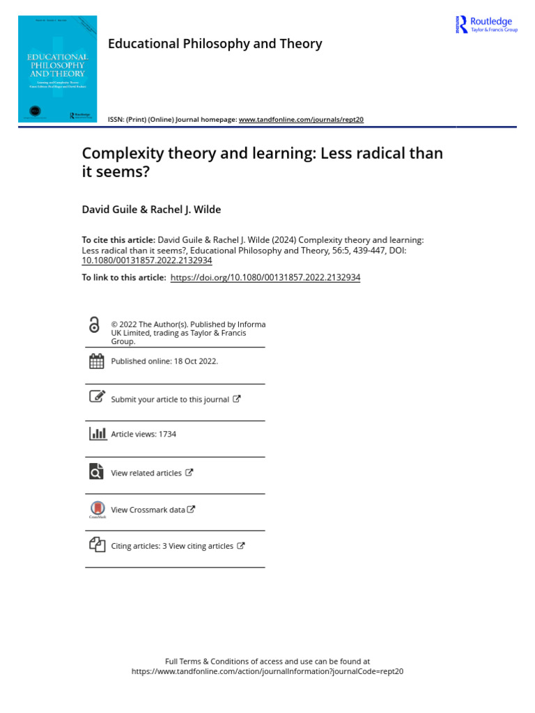 Complexity Theory in Group Learning | PDF | Emergence | Cognition