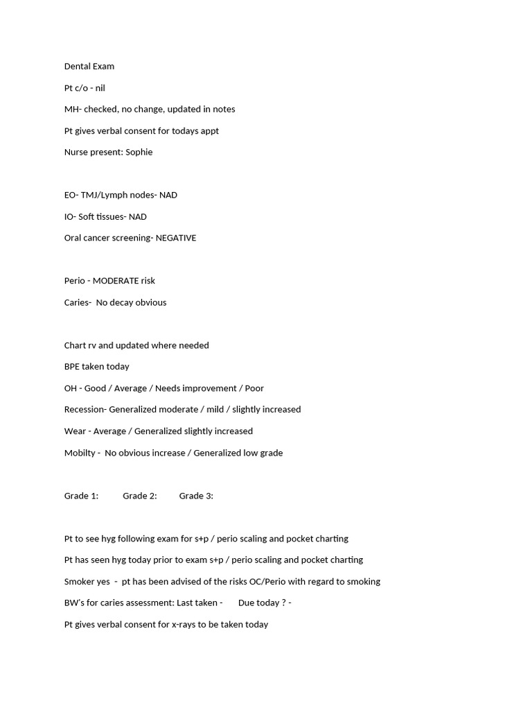 Comprehensive Dental Exam Report | PDF