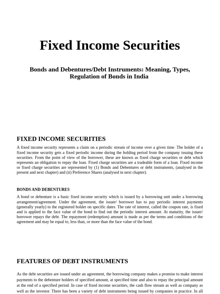 Understanding Fixed Income Securities | PDF | Bonds (Finance ...