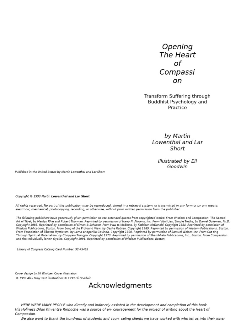 Opening the Heart of Compassion - Lar Short | PDF | Mind | Experience