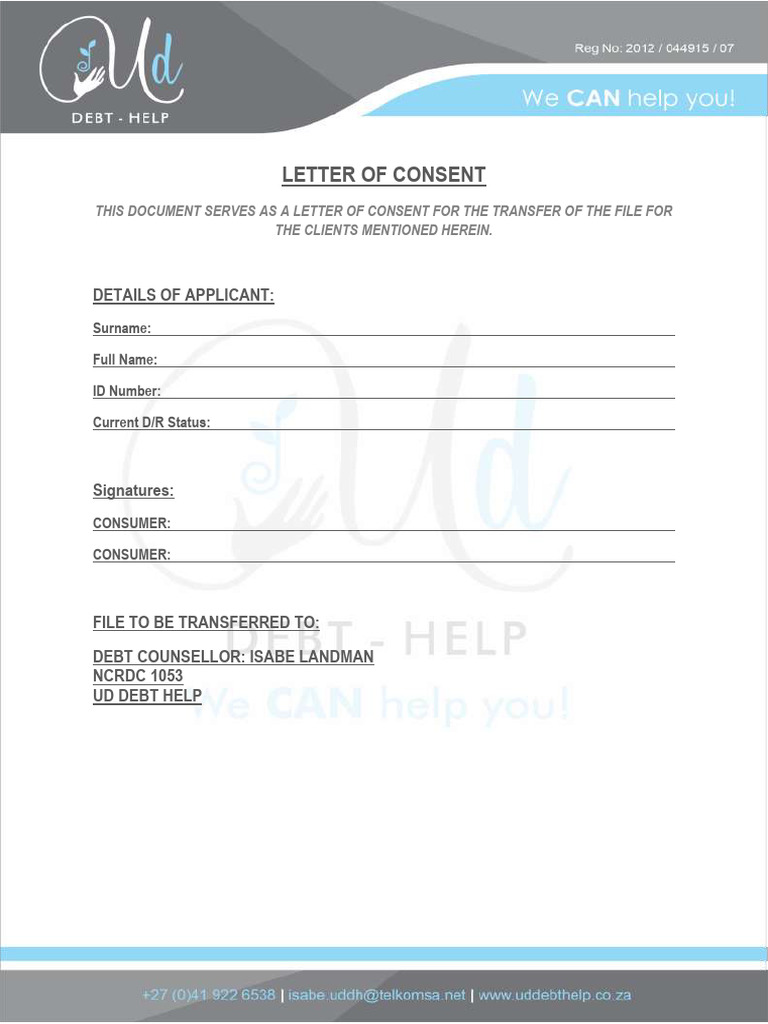Client Consent for Debt File Transfer | PDF