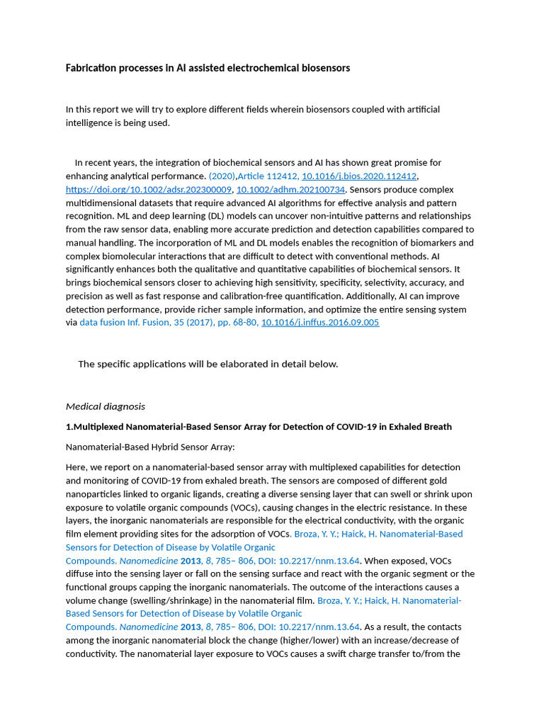 AI-Enhanced Electrochemical Biosensors | PDF | Biosensor | Volatile ...