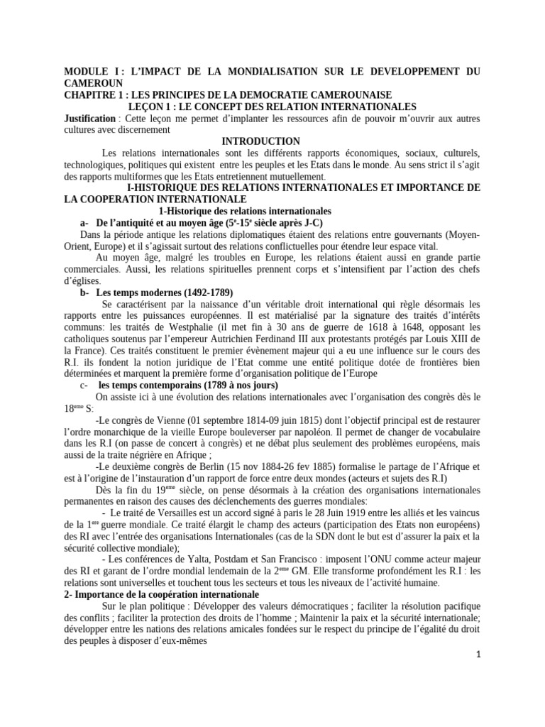 Impact de la Mondialisation au Cameroun | PDF | Union européenne | la ...