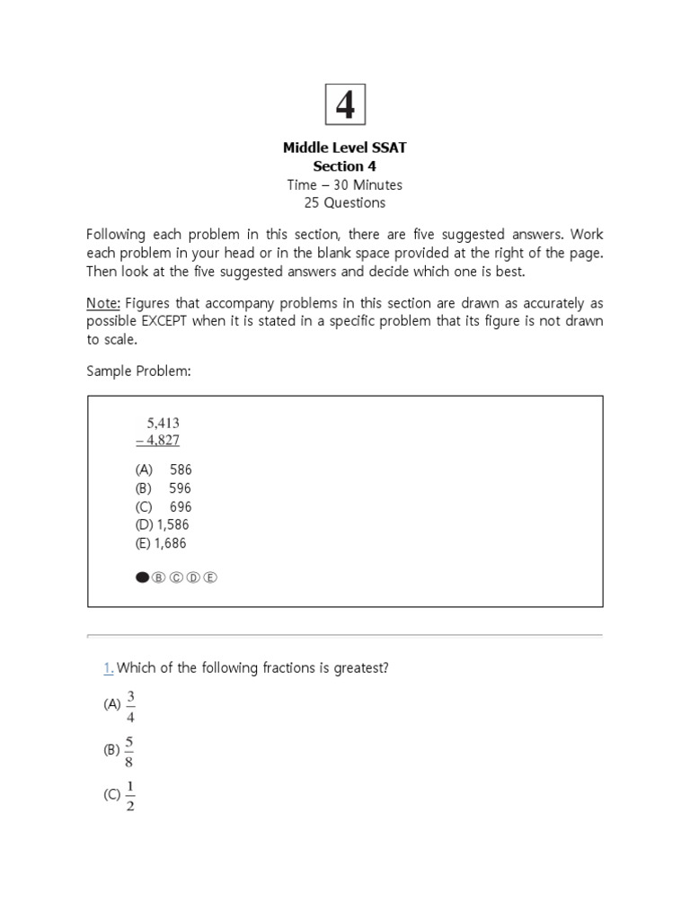 (2024) Princeton Review SSAT - 2. Upper Level SSAT Math Section 4 | PDF ...