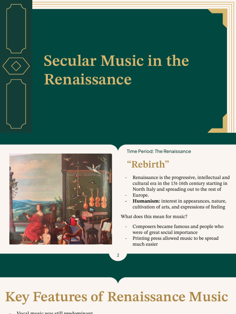 Renaissance Secular Music Overview | PDF | Songs | Performing Arts