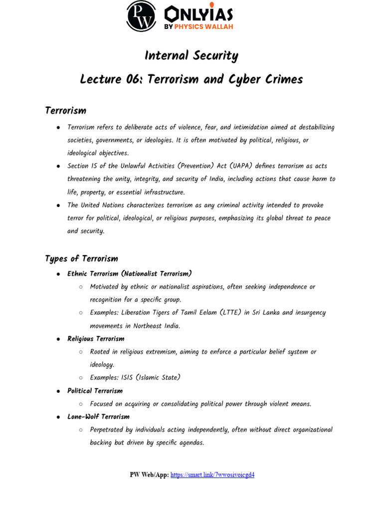 677c9e10a3d40a1eca48632b - ## - Terrorism Cyber Crimes 06 Daily Class ...