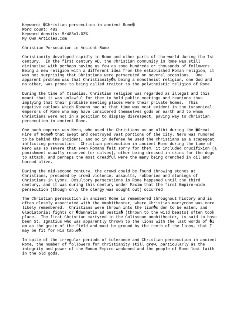 Christian Persecution in Ancient Rome | PDF | Nero | Ancient Rome