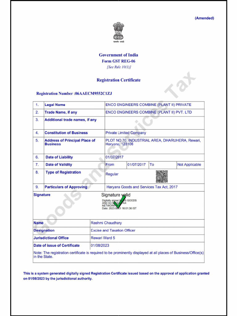 GST Certifacate P2 | PDF